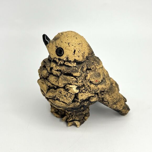 Vintage Sparrow Pine Cone Ceramic Figurine 3” Bird Sculpture “Small Chips” - Picture 3 of 12